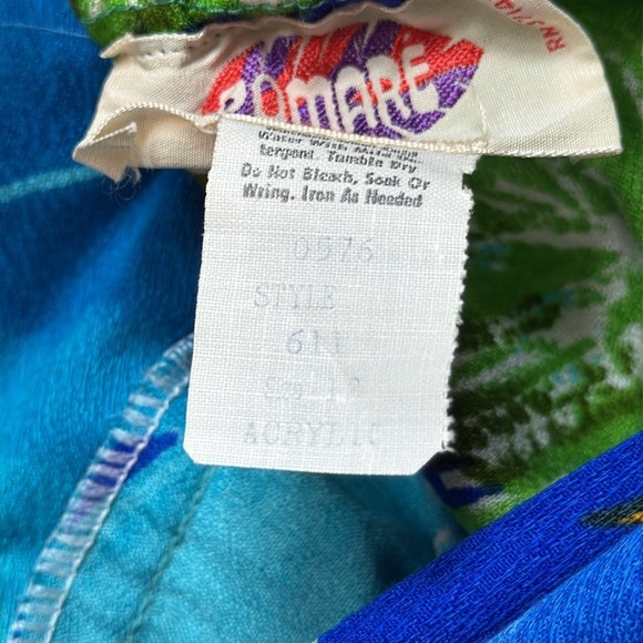 Pomare Vintage Hawaiian Maxi Dress Size 12 Tropical Aloha Floral 70s Ruffle Neck - Picture 9 of 12